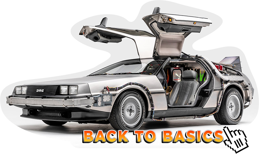 Une doloeran avec le text back to the future